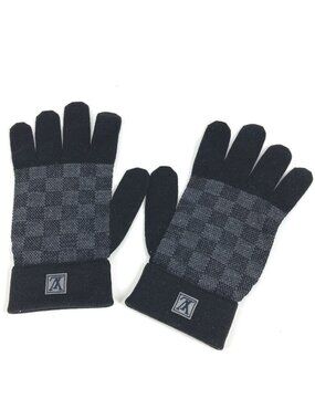 Louis Vuitton Gloves Gon Petit Damier Wool Black